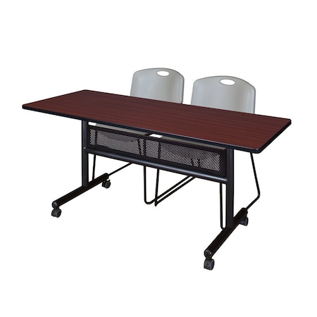 Kobe Rectangle FlipTop Table, 60" W, 29" H, Laminate Top, Mahogany MKFTM6024MH44GY